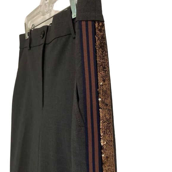 J.Crew Ludlow Sequin Tuxedo Stripe Cropped Grey Wool High Rise Pants Womens 10  - Picture 3 of 14